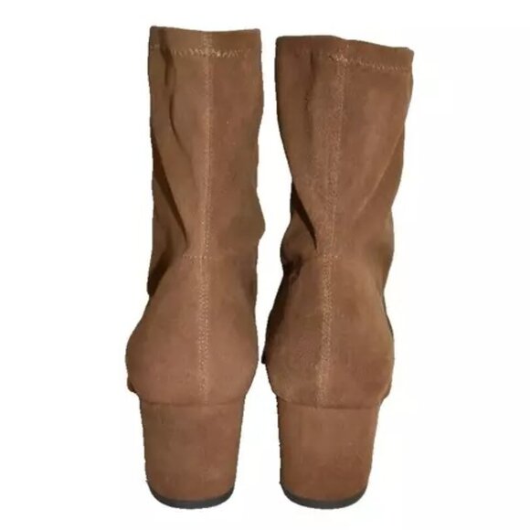 $650 Stuart Weitzman Sofia Block Heel Suede Sock Boots ESPRESSO STRETCH 12 (PB26 - Picture 5 of 8